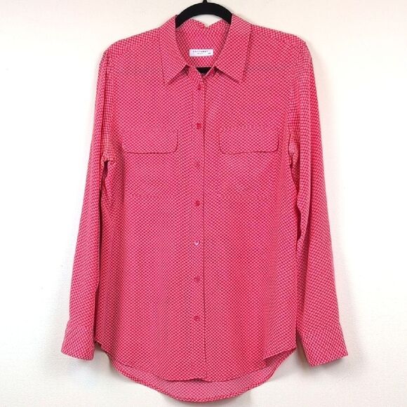 Equipment Femme Button Front Long Sleeve Silk Blouse Top Size M - Picture 1 of 13